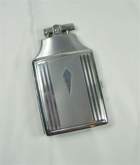 metal cigarette box with lighter|vintage cigarette case with lighter.